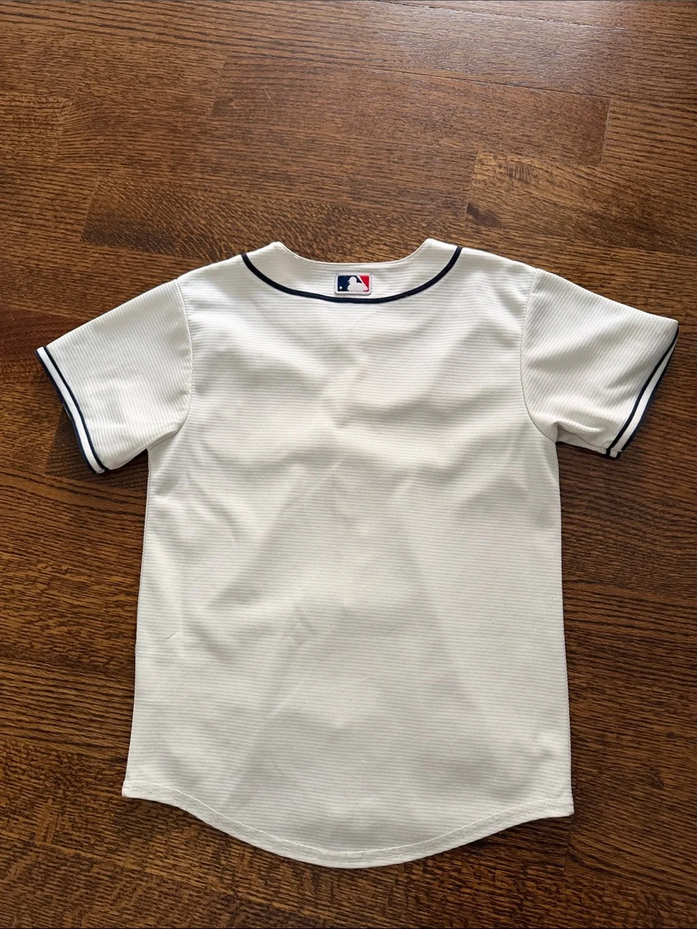 Nike Kids Cream Cubs Baseball Jersey with Red & Navy Logo